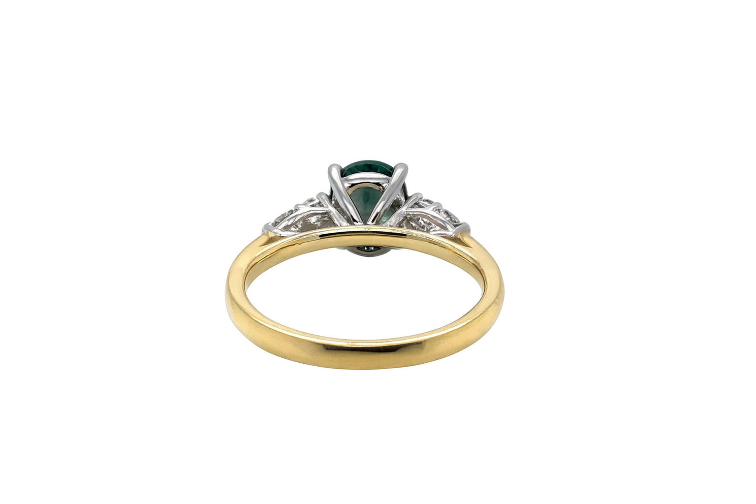Oval cut Teal sapphire with pear diamonds
