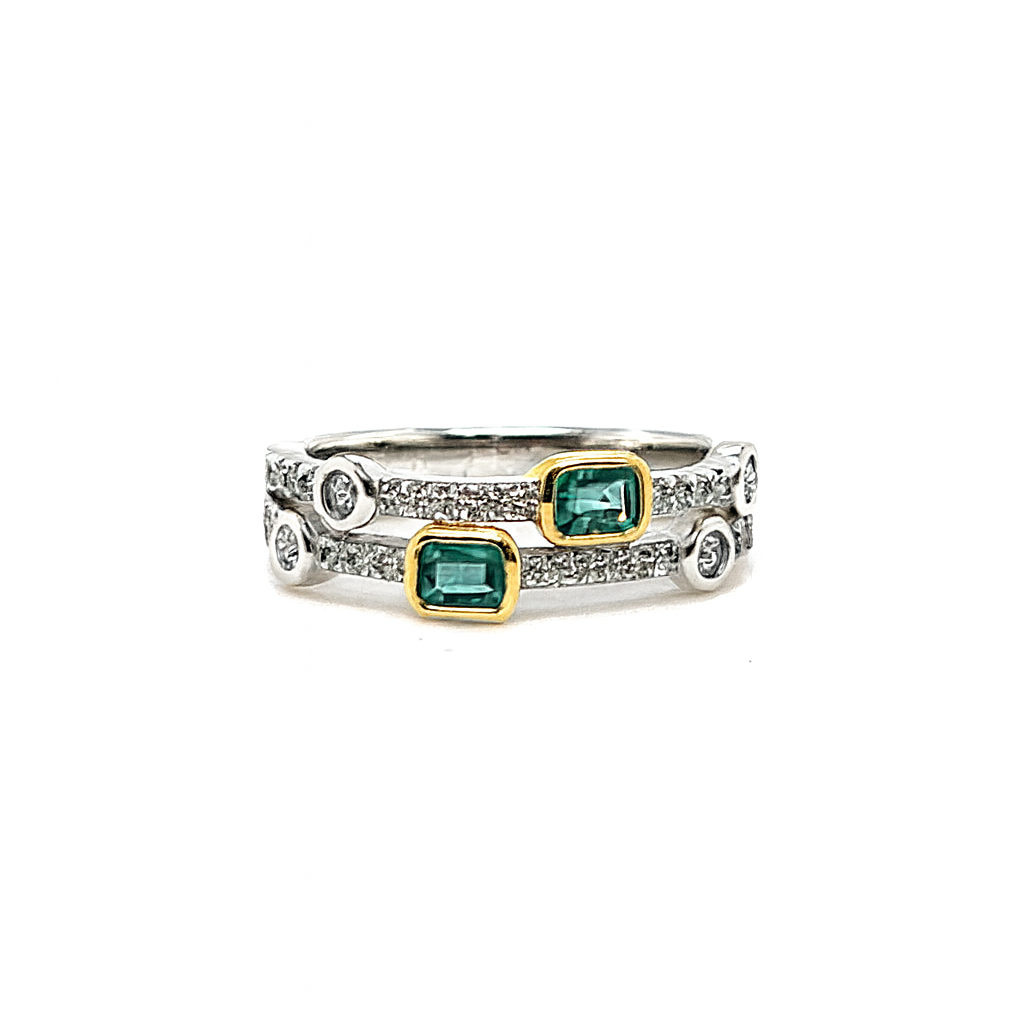 Emerald and Diamond Art-Deco ring