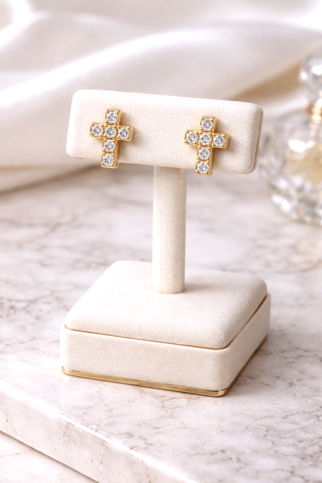 Diamond Cross Earrings