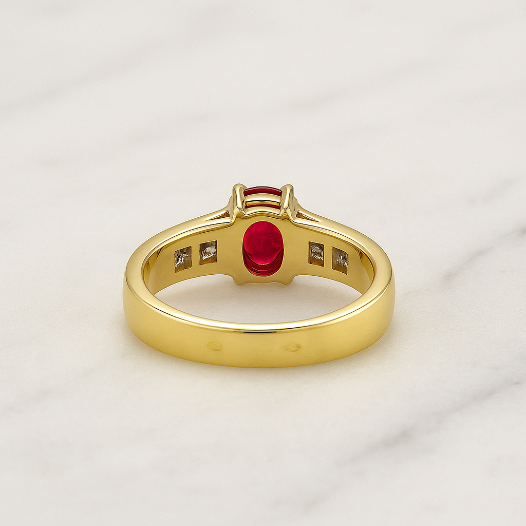 Ruby and Diamonds Cocktail Ring in Yellow Gold