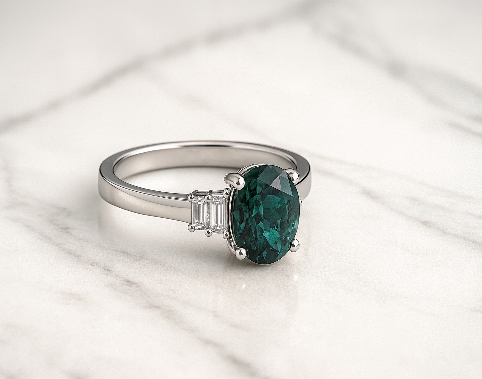 Teal green Sapphire ring