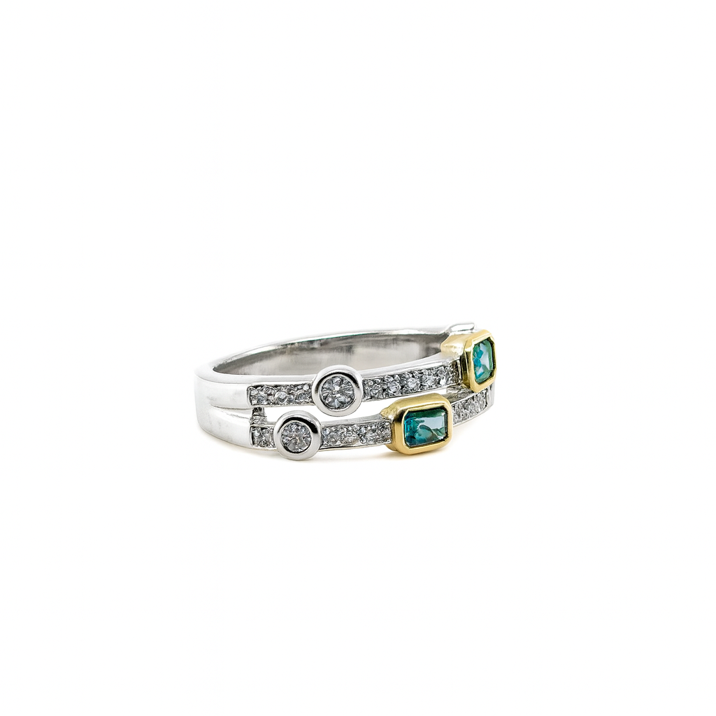 Emerald and Diamond Art-Deco ring