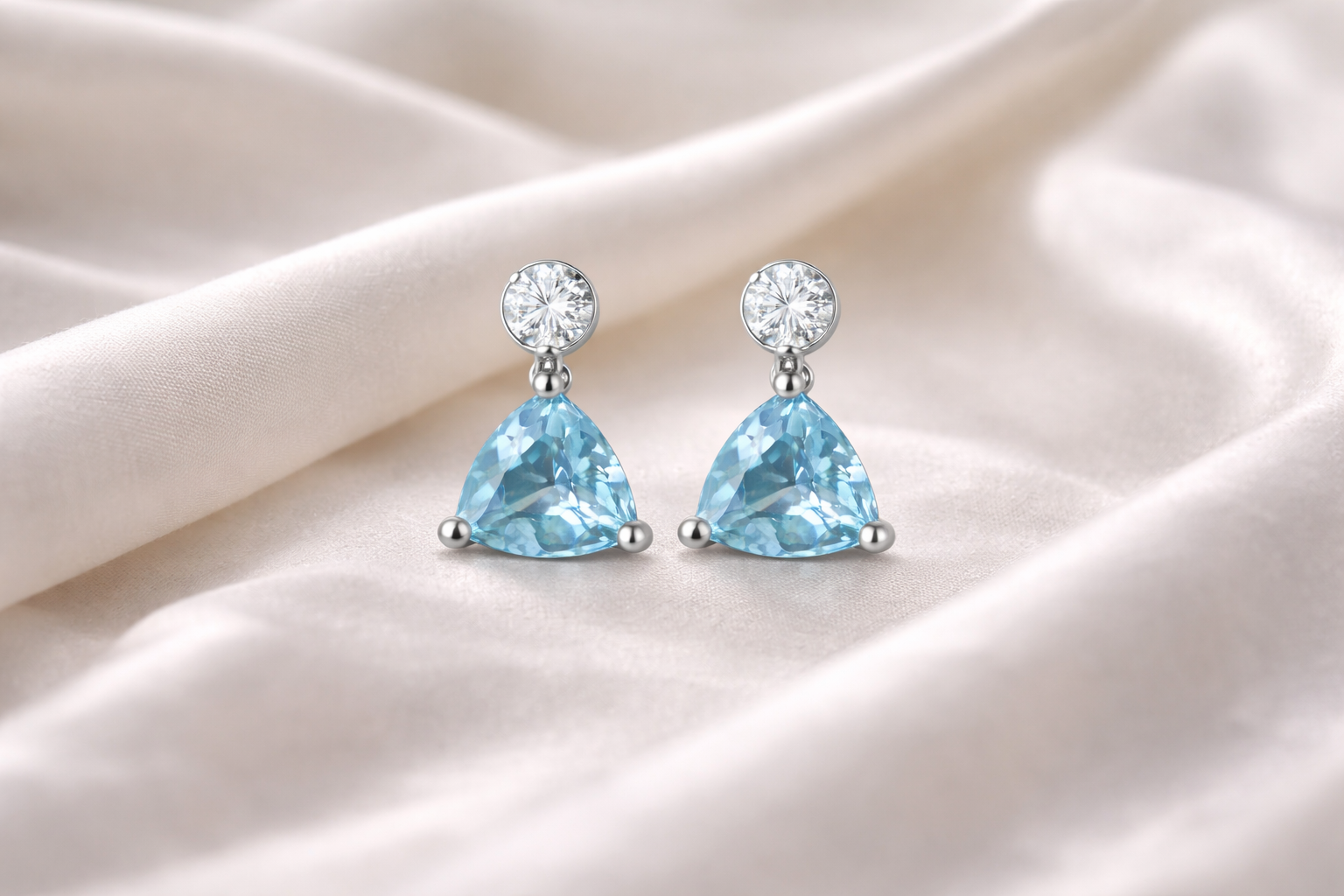 Aquamarine and Diamond Stud Earrings
