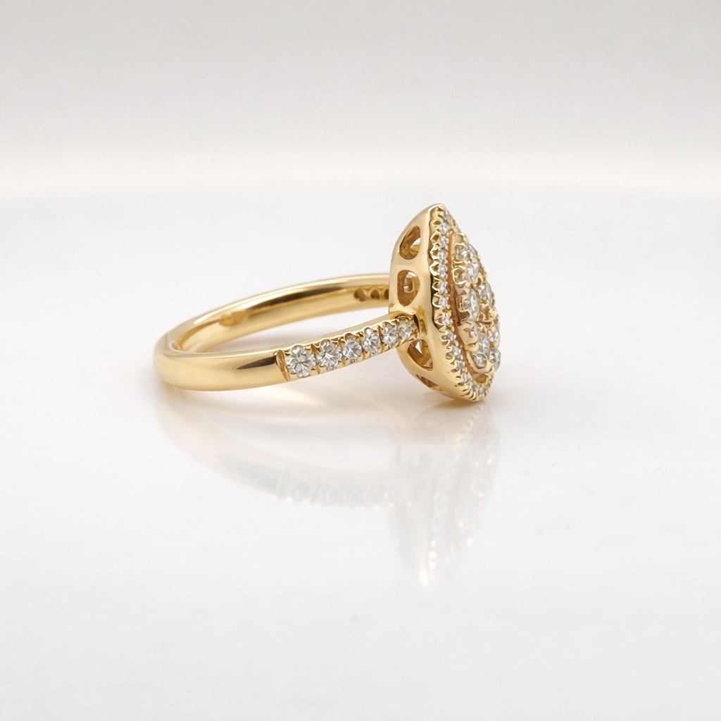 Pear Halo Diamond Ring in 18ct Yellow Gold