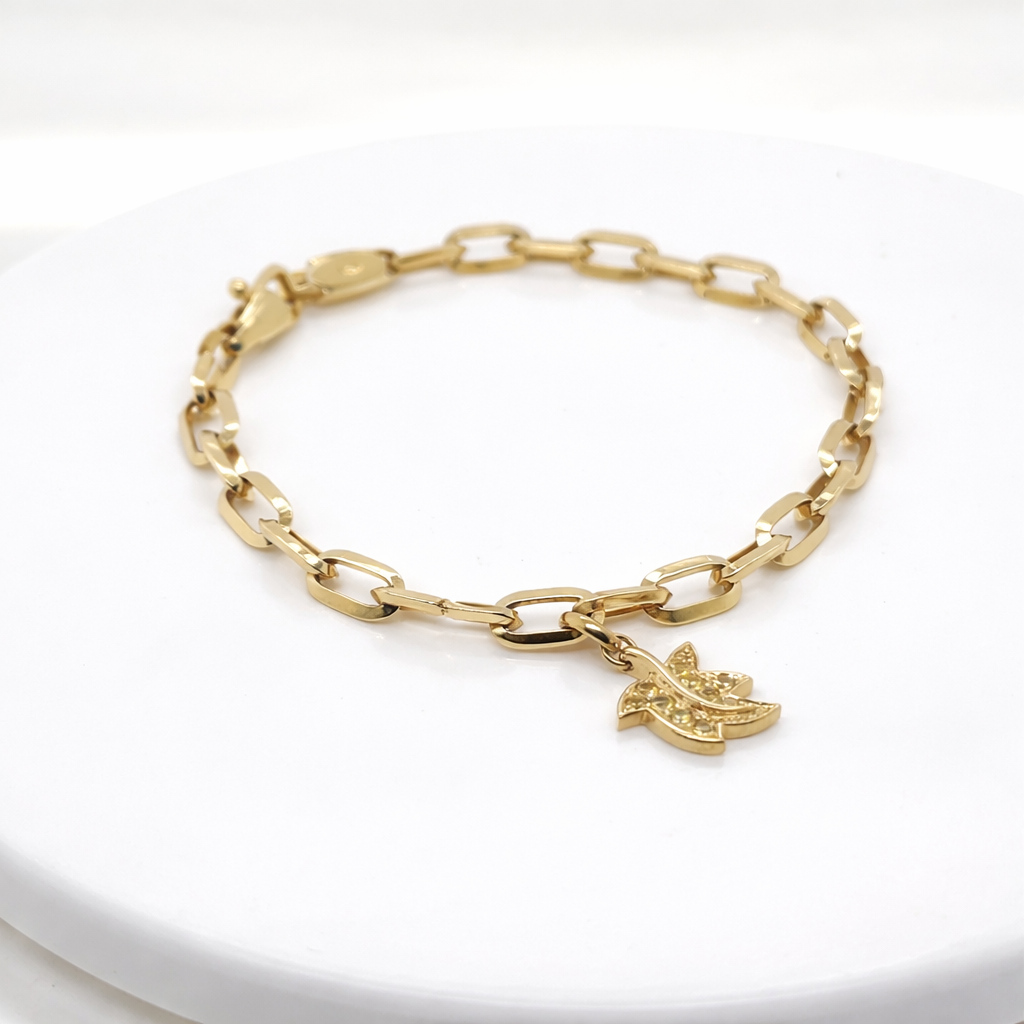 Yellow Sapphire Leaf Charm Bracelet - 18ct Yellow Gold