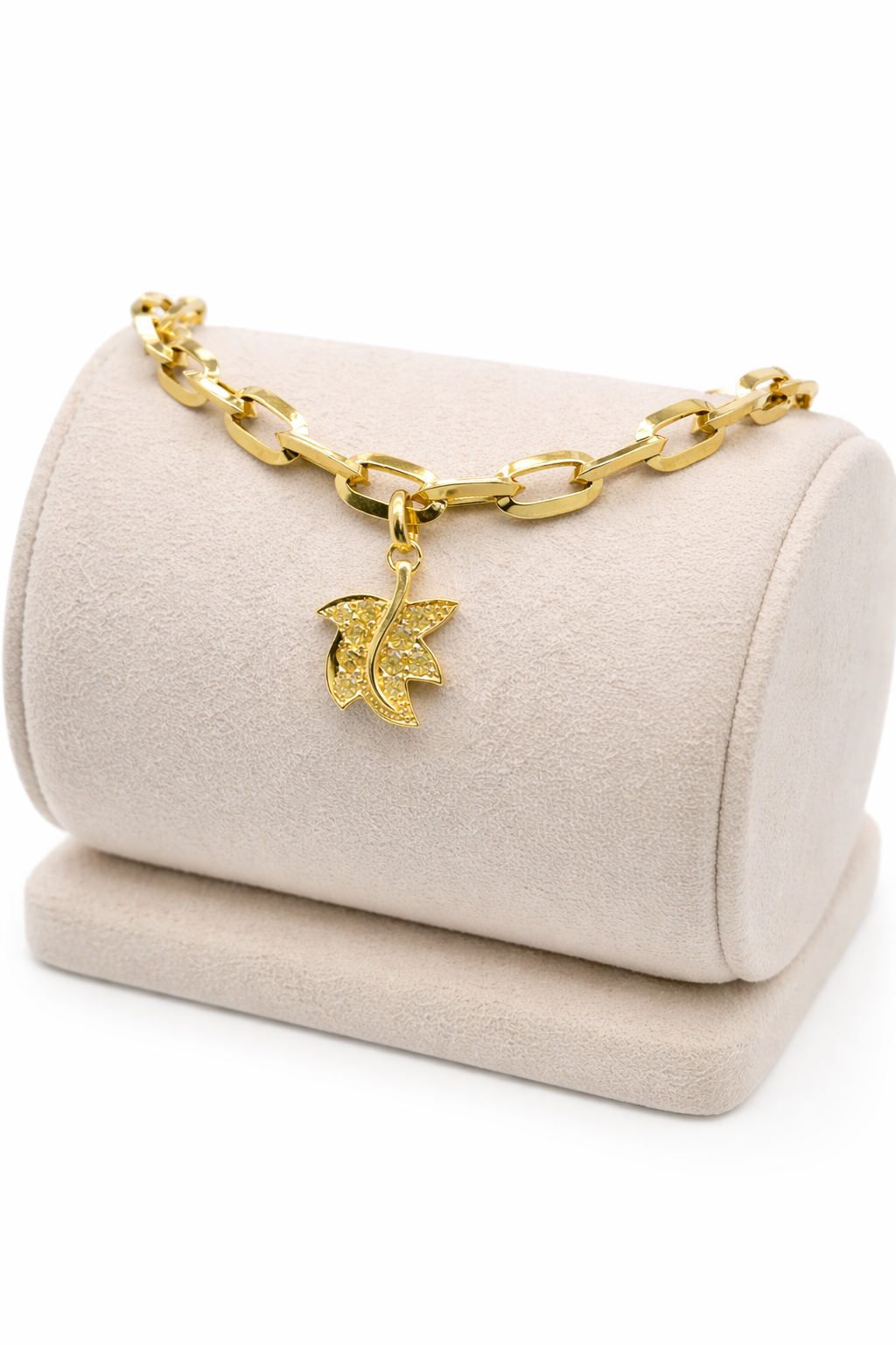 Yellow Sapphire Leaf Charm Bracelet - 18ct Yellow Gold