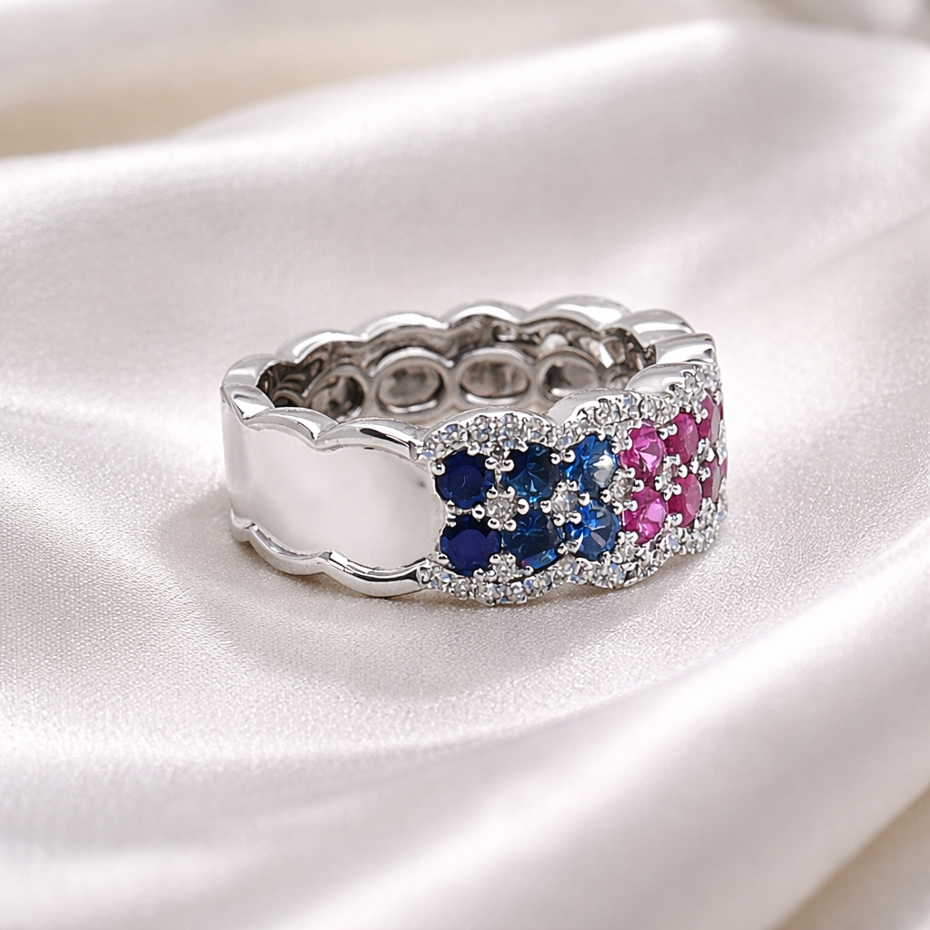 Multicolour Sapphire & Diamond Statement Ring
