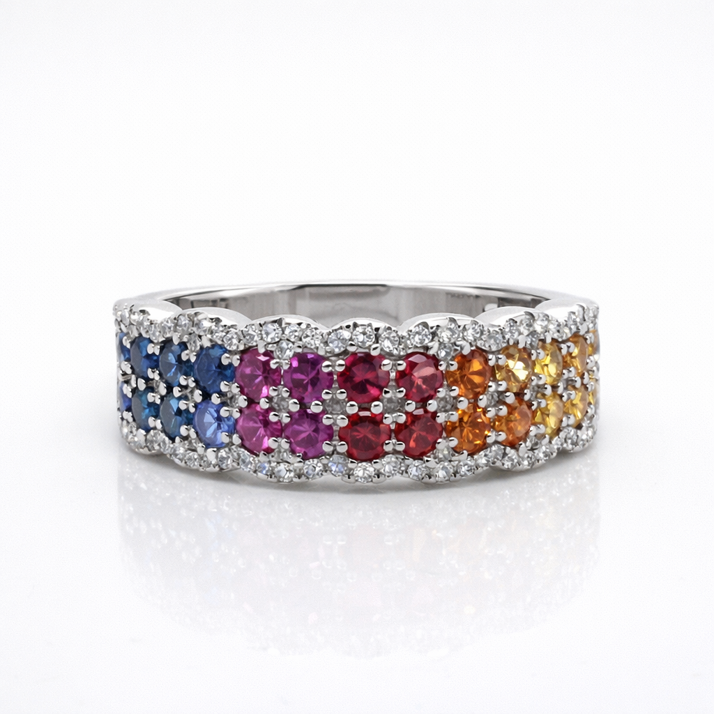 Multicolour Sapphire & Diamond Statement Ring