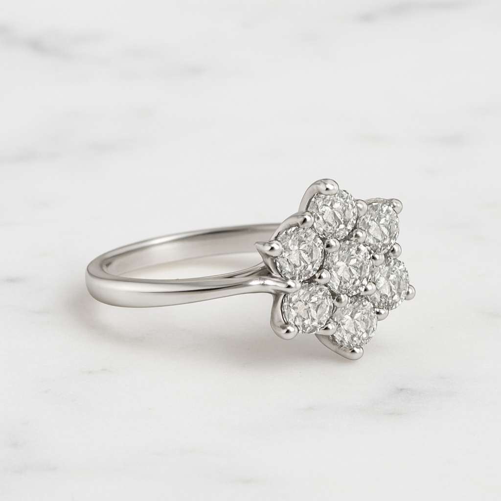 Platinum Classic Cluster Ring