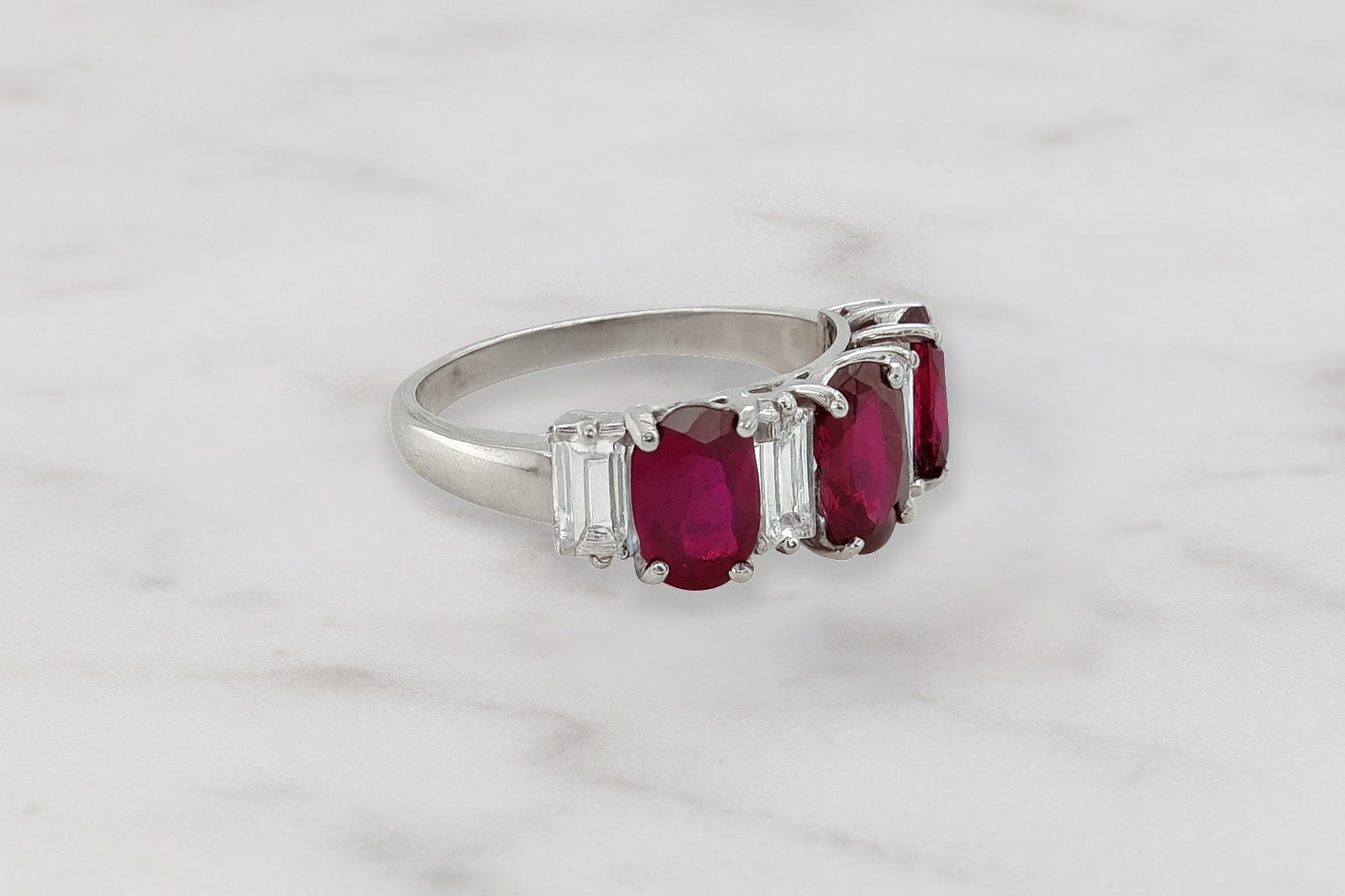 Vintage Ruby and Baguette Diamond Ring