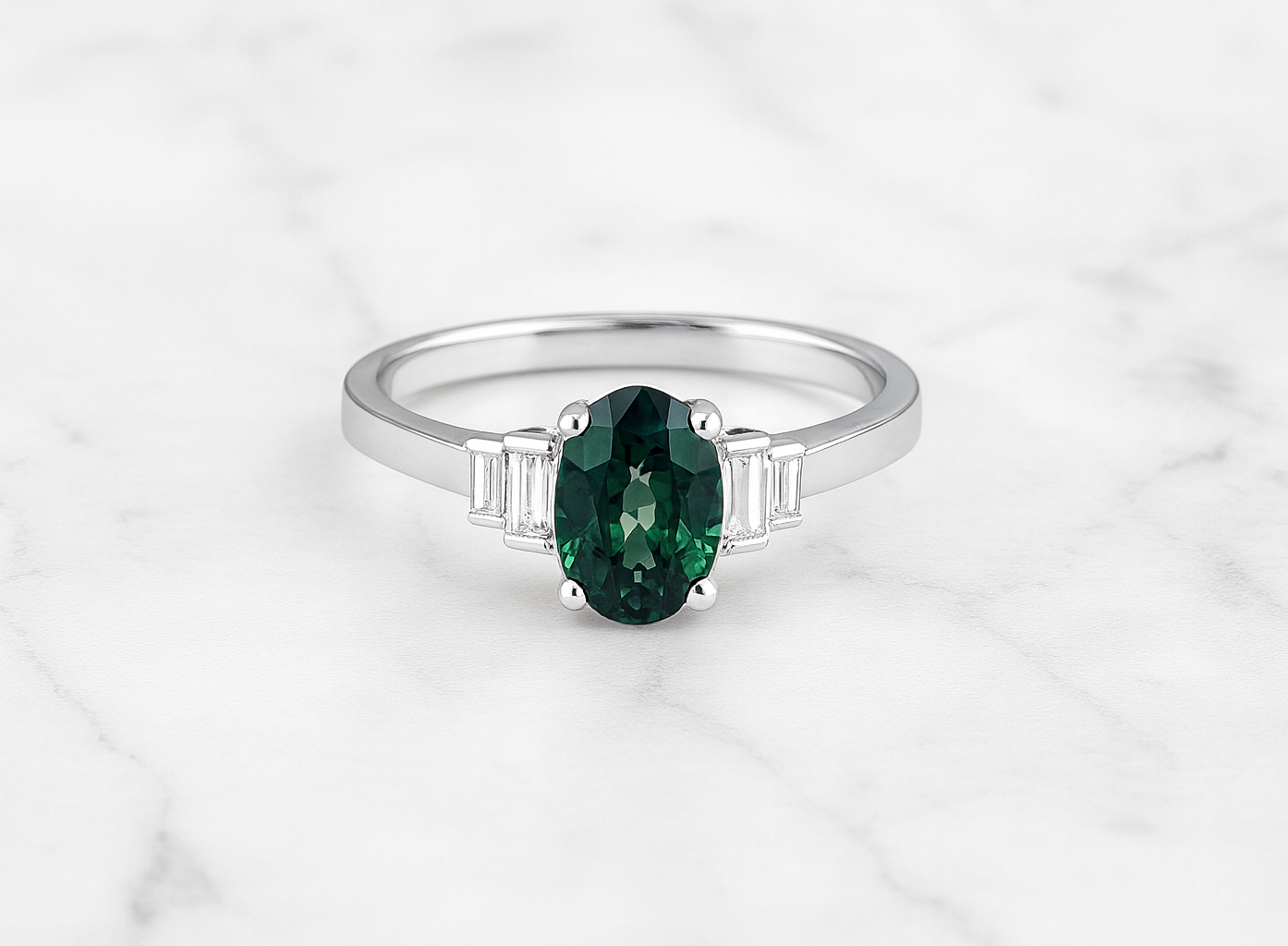 Teal green Sapphire ring