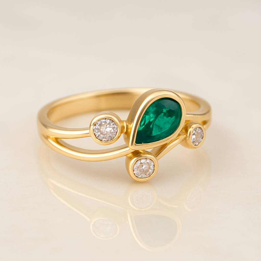 Emerald and Diamond Cocktail Ring