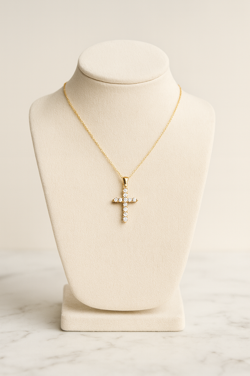 Cross Pendant with Diamonds in Yellow Gold