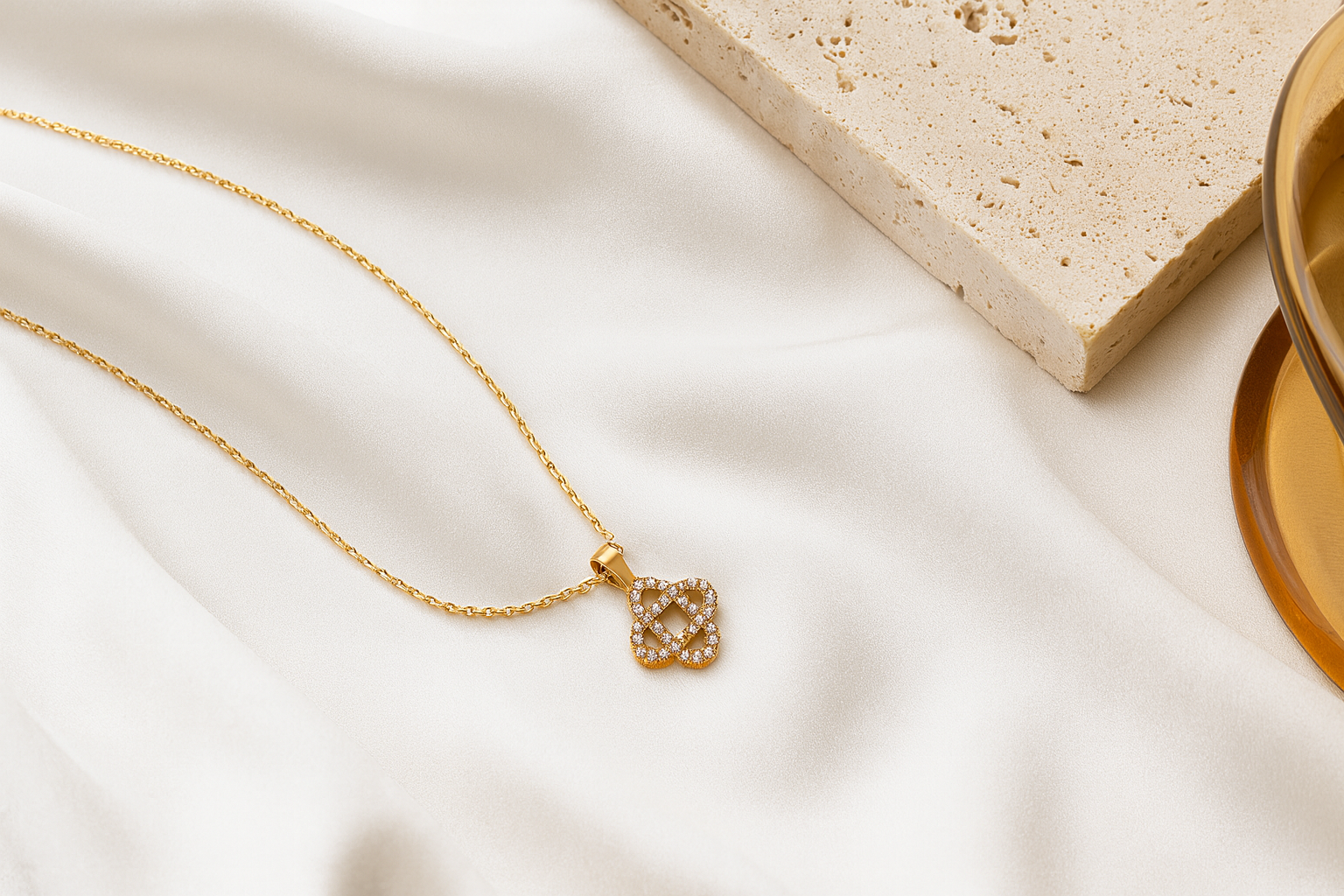 Diamond Lattice Pendant in Yellow Gold