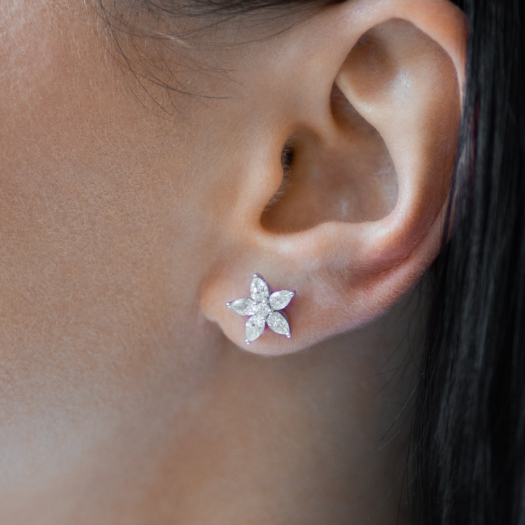 1.85ct Diamond Flower Stud Earrings
