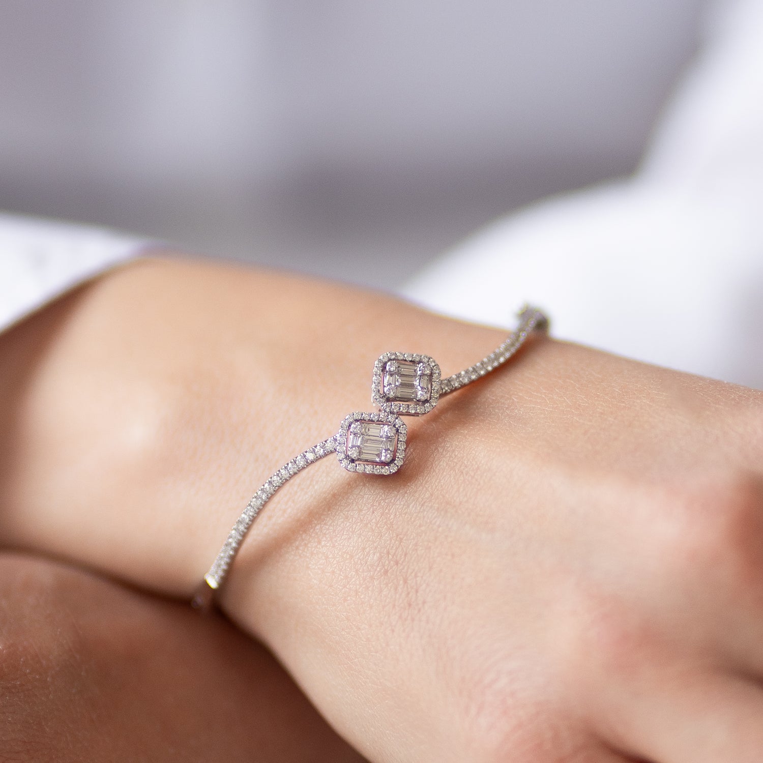 Diamond Cluster Bracelet in 18ct White Gold