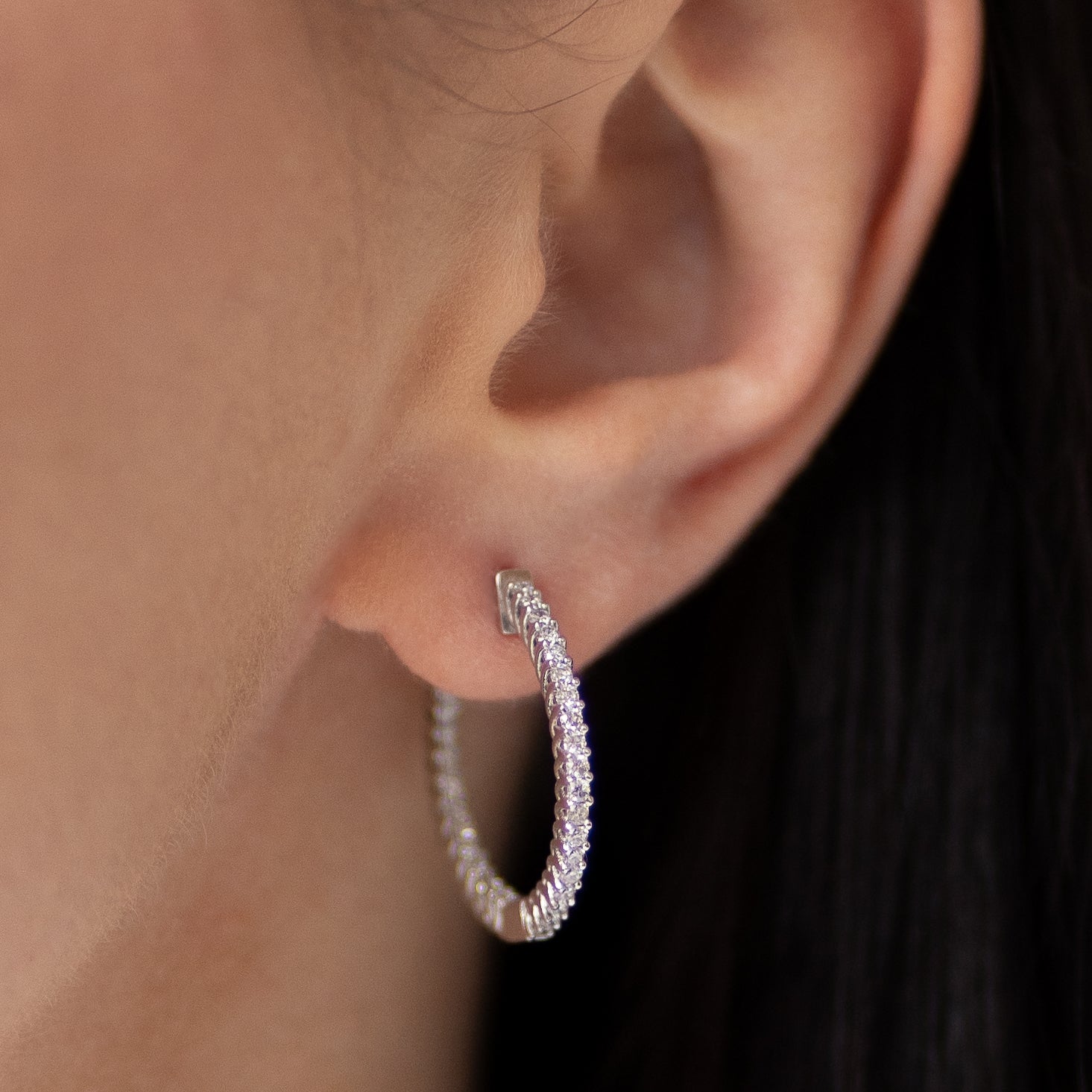 1.00ct Hoop Earrings in White Gold with Diamonds
