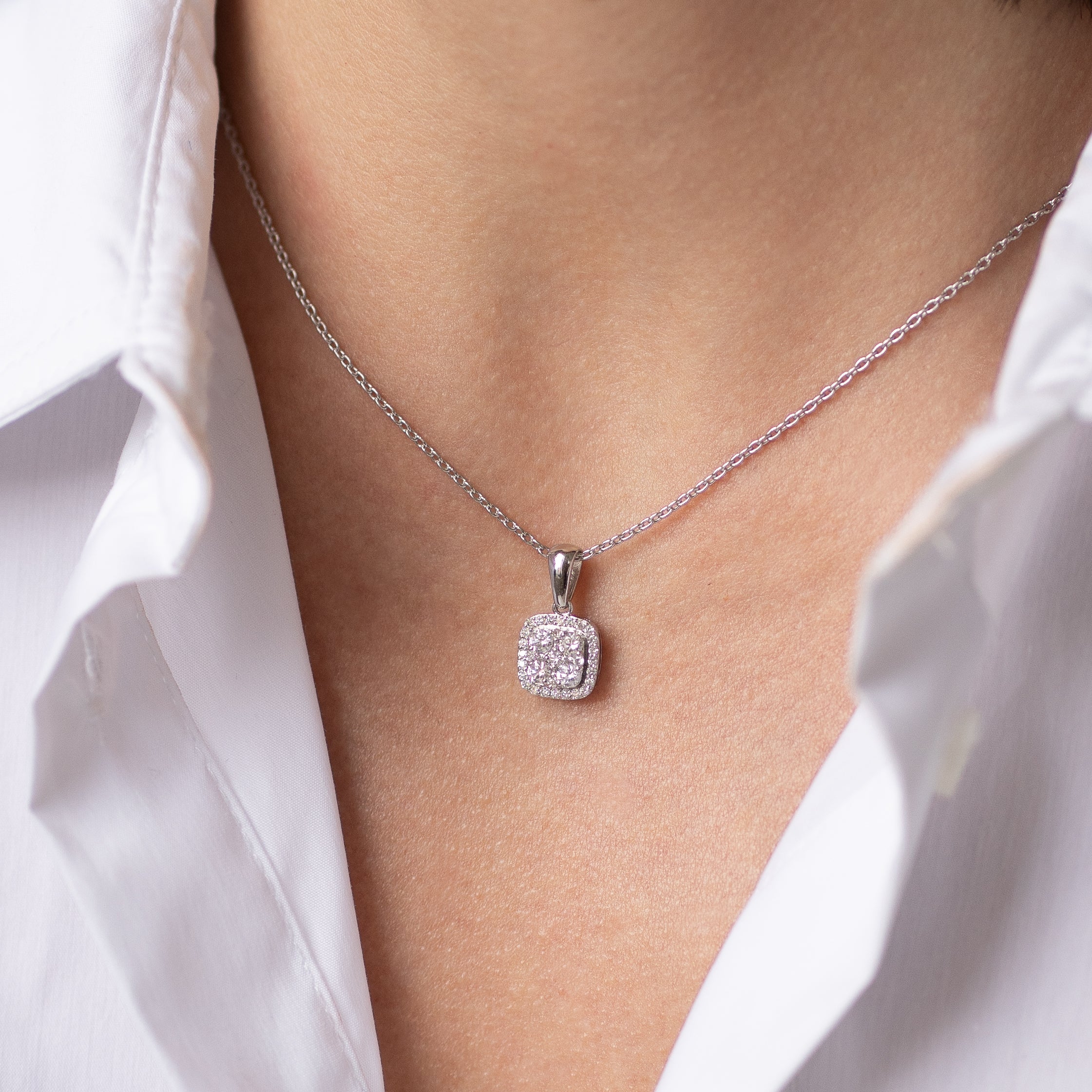 Diamond Cluster Pendant on Chain