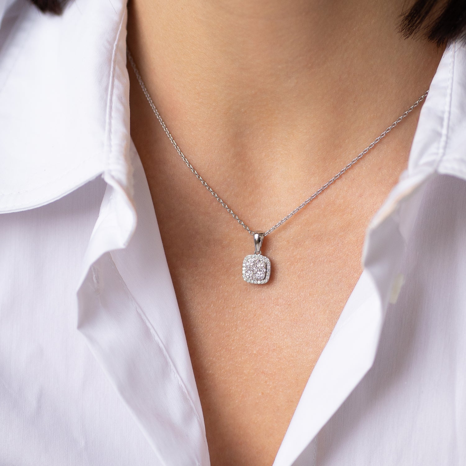Diamond Cluster Pendant on Chain