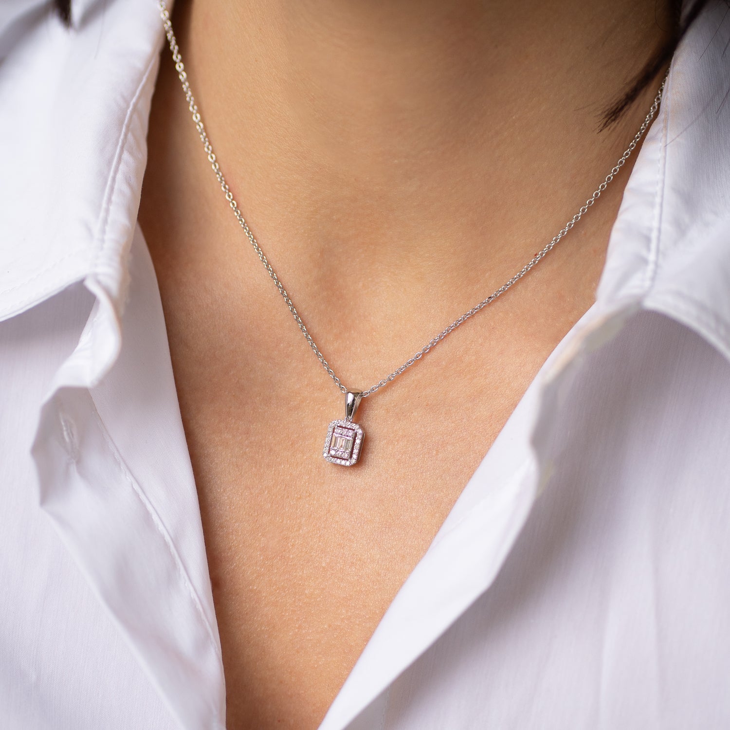 Diamond Cluster Pendant on Chain