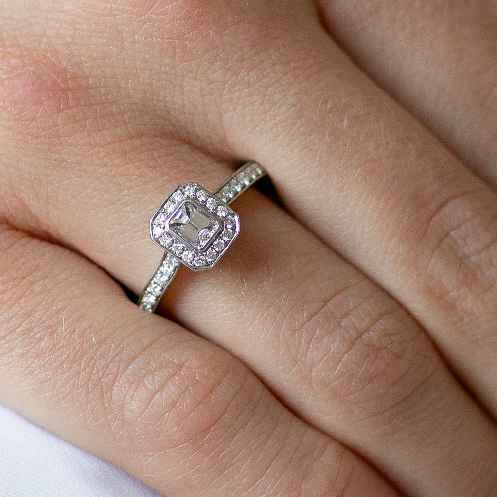 GIA Certified Diamond Cluster Ring in Platinum