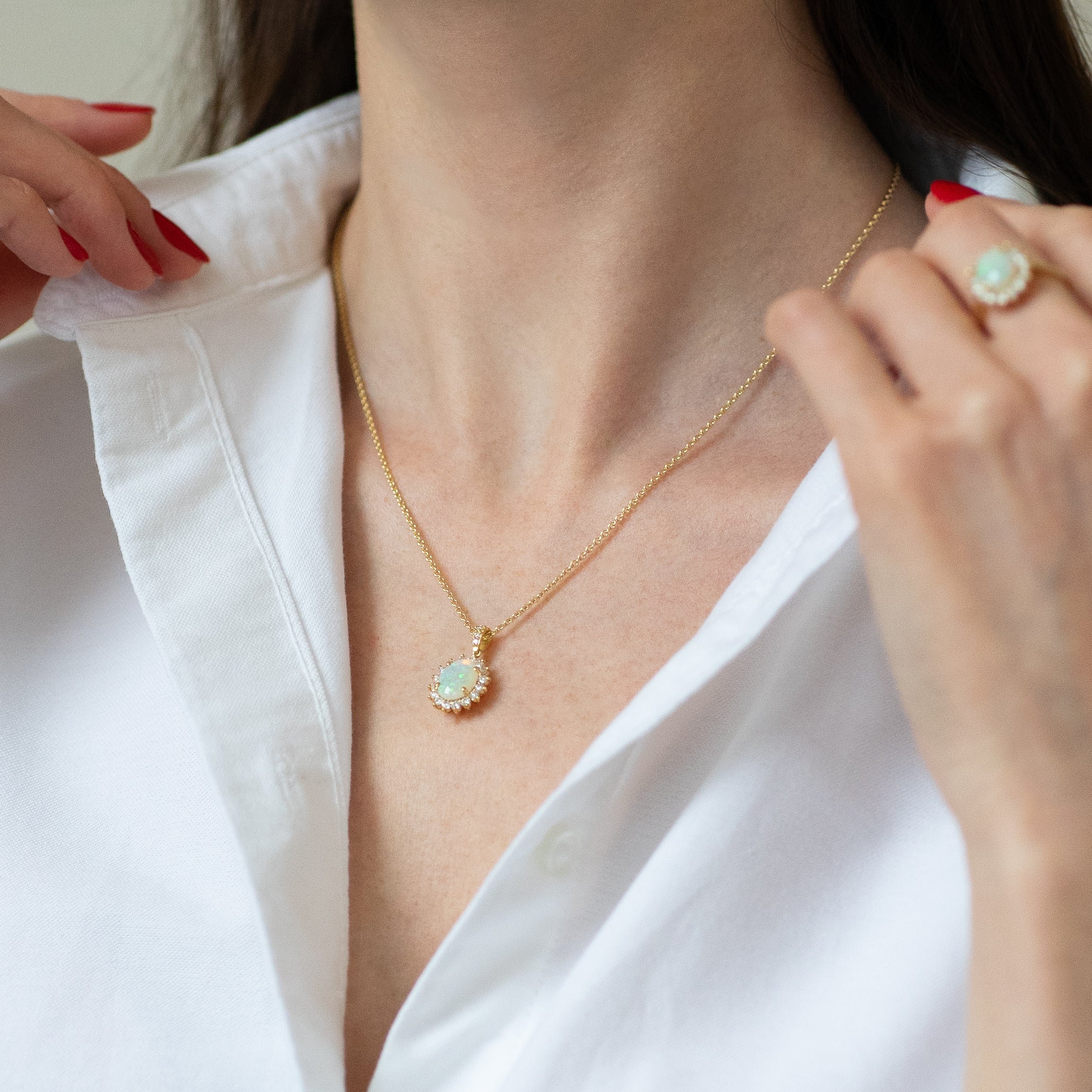 Opal Pendant with Diamonds
