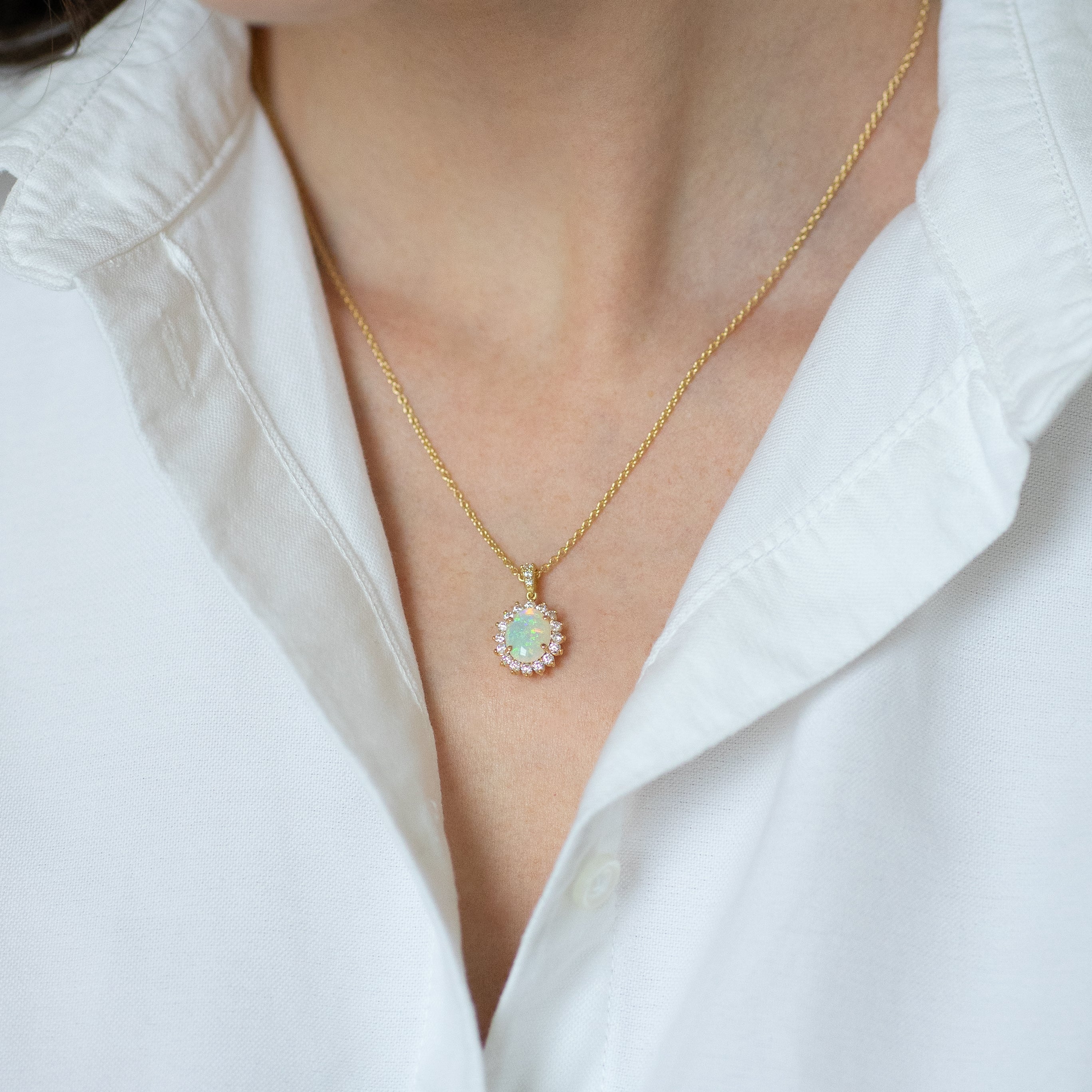 Opal Pendant with Diamonds