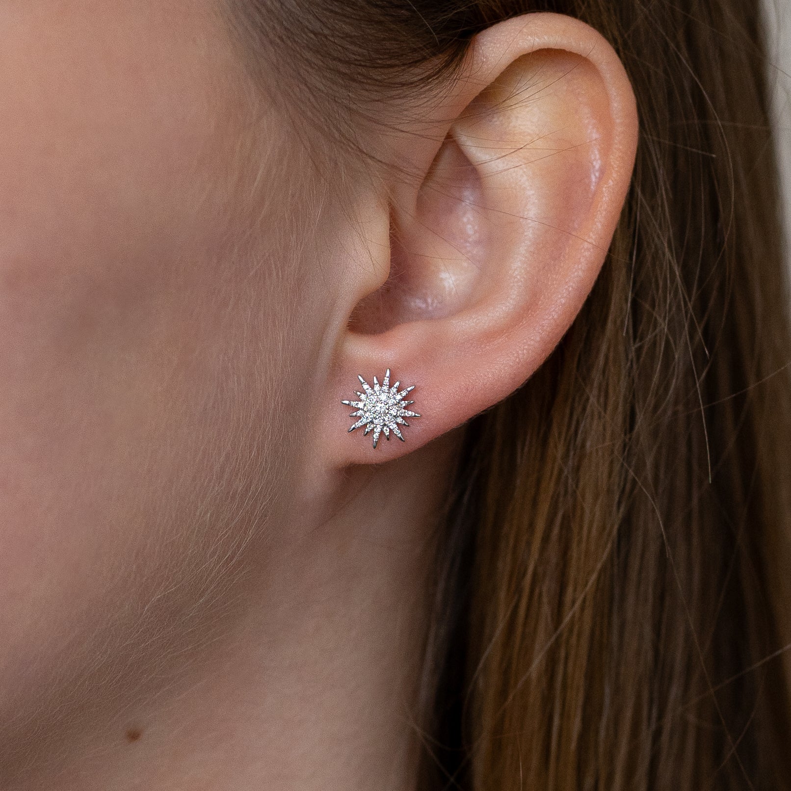 Snowflake Diamond Stud Earrings