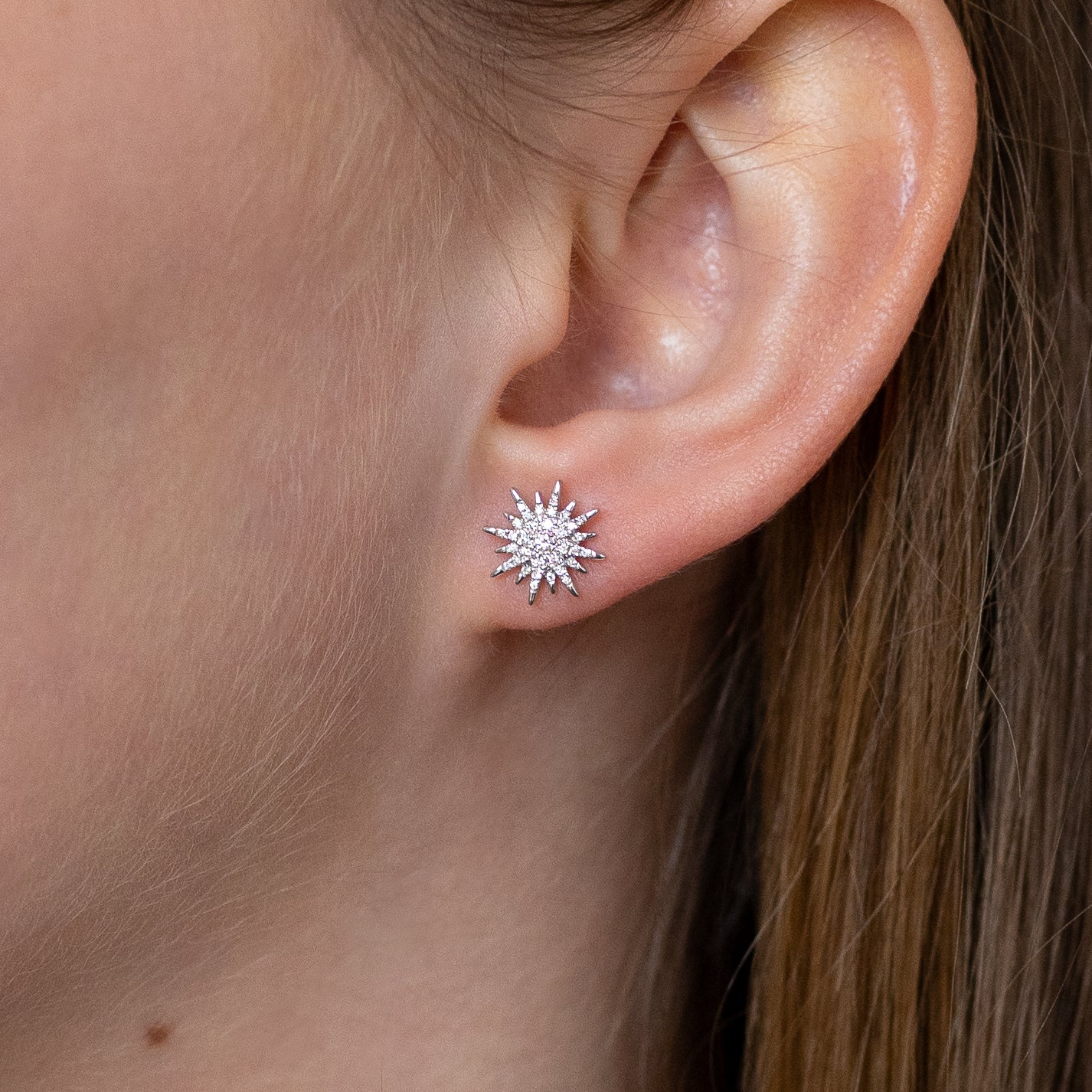 Snowflake Diamond Stud Earrings