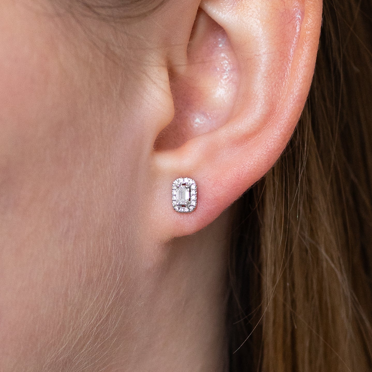Emerald Cut Diamond Stud Earrings