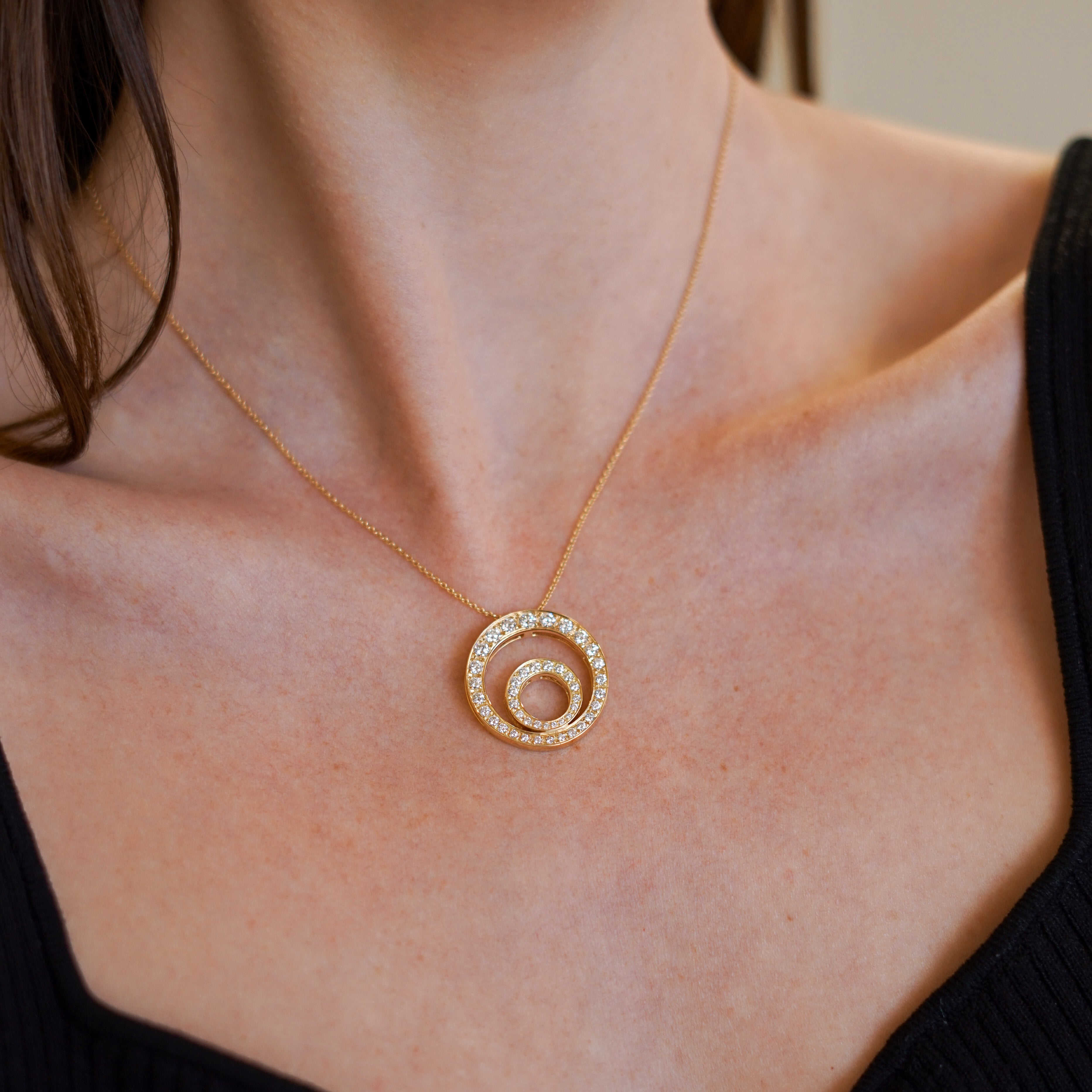 Circle Pendant with Diamonds
