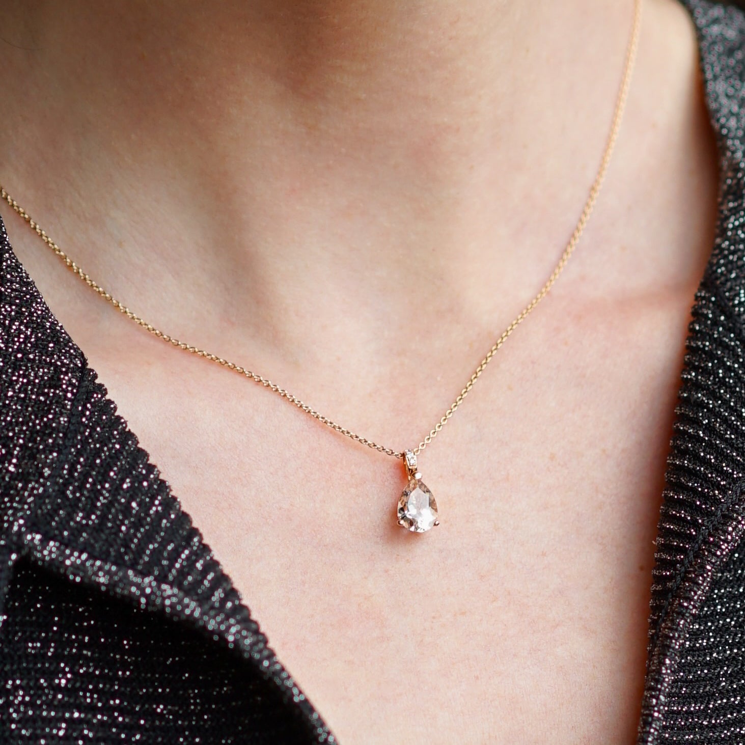Pear Shape Morganite Necklace