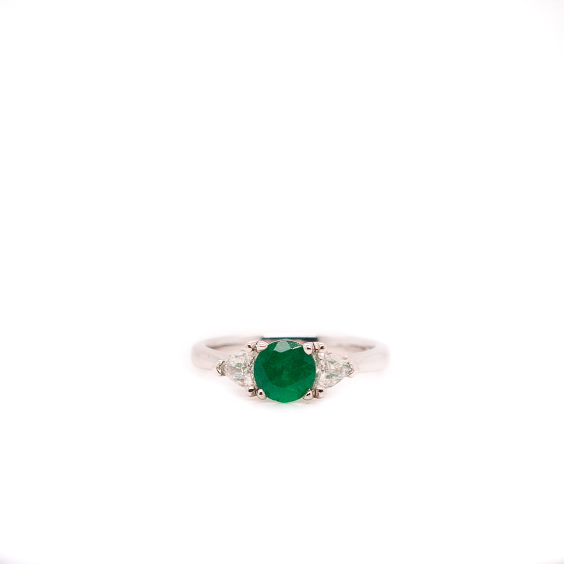 0.78ct Oval Cut Emerald Trilogy with Diamonds
