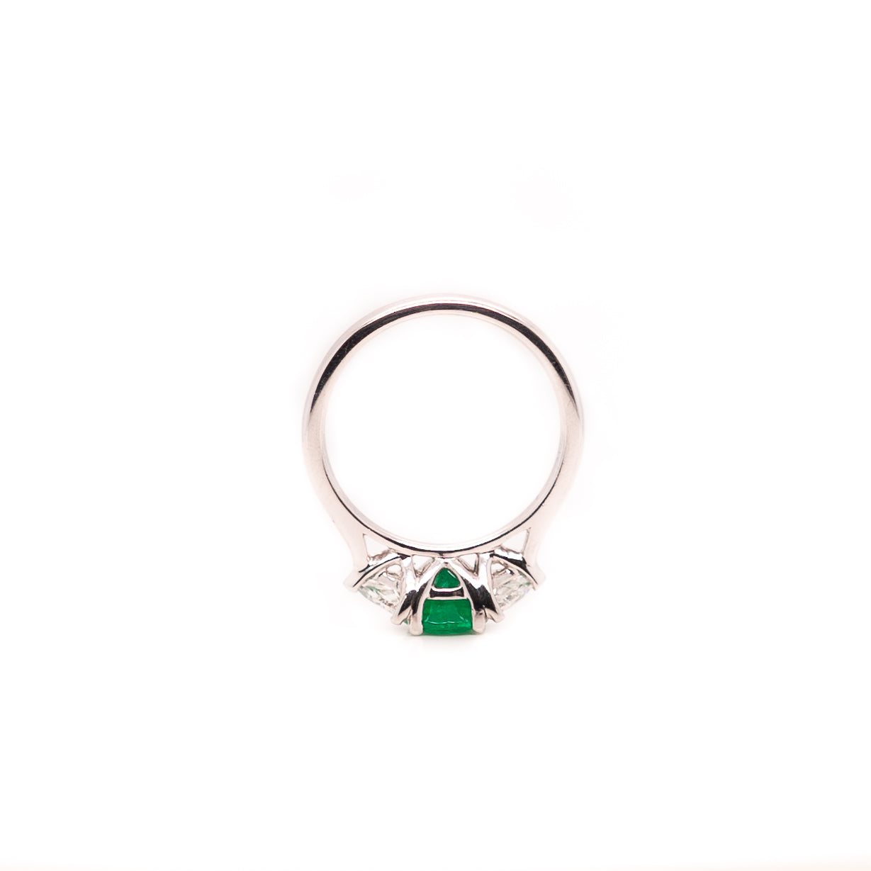0.78ct Oval Cut Emerald Trilogy with Diamonds