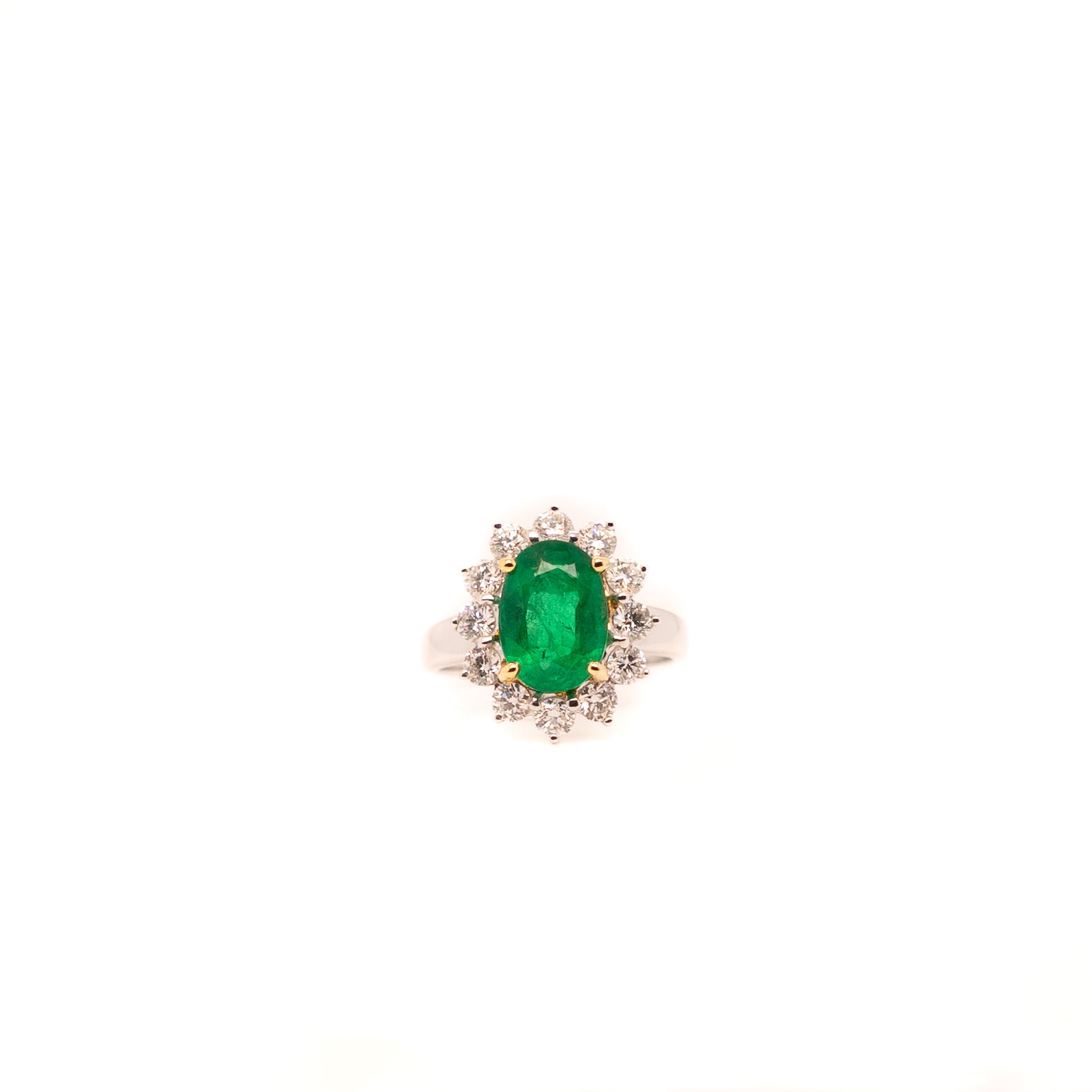2.80ct Oval Cut Emerald Ring with Diamonds