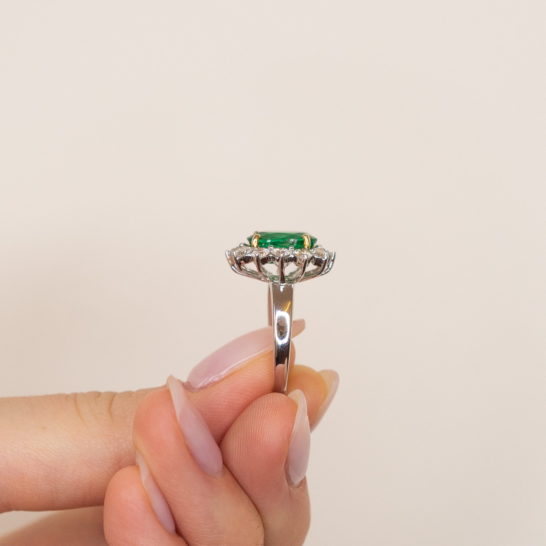 2.80ct Oval Cut Emerald Ring with Diamonds
