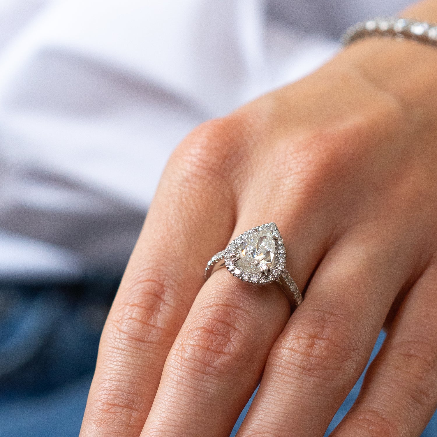 1.61ct Pear Shape GIA Diamond Ring in Platinum