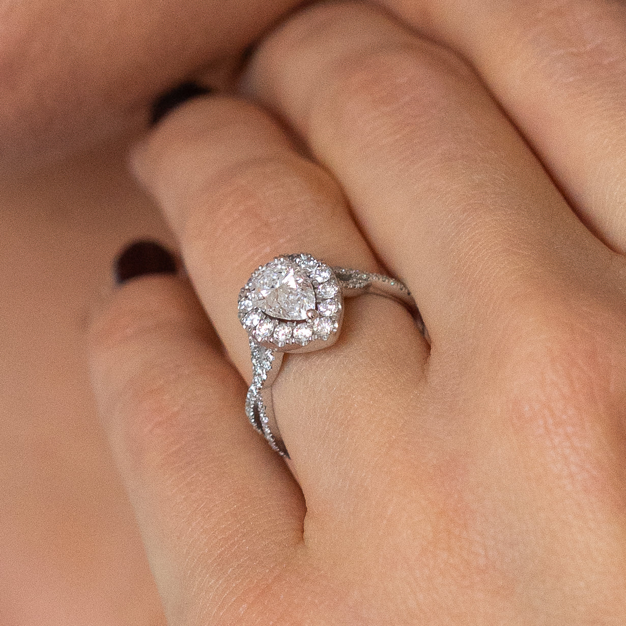 0.81ct Pear Shape GIA Diamond Ring in White Gold