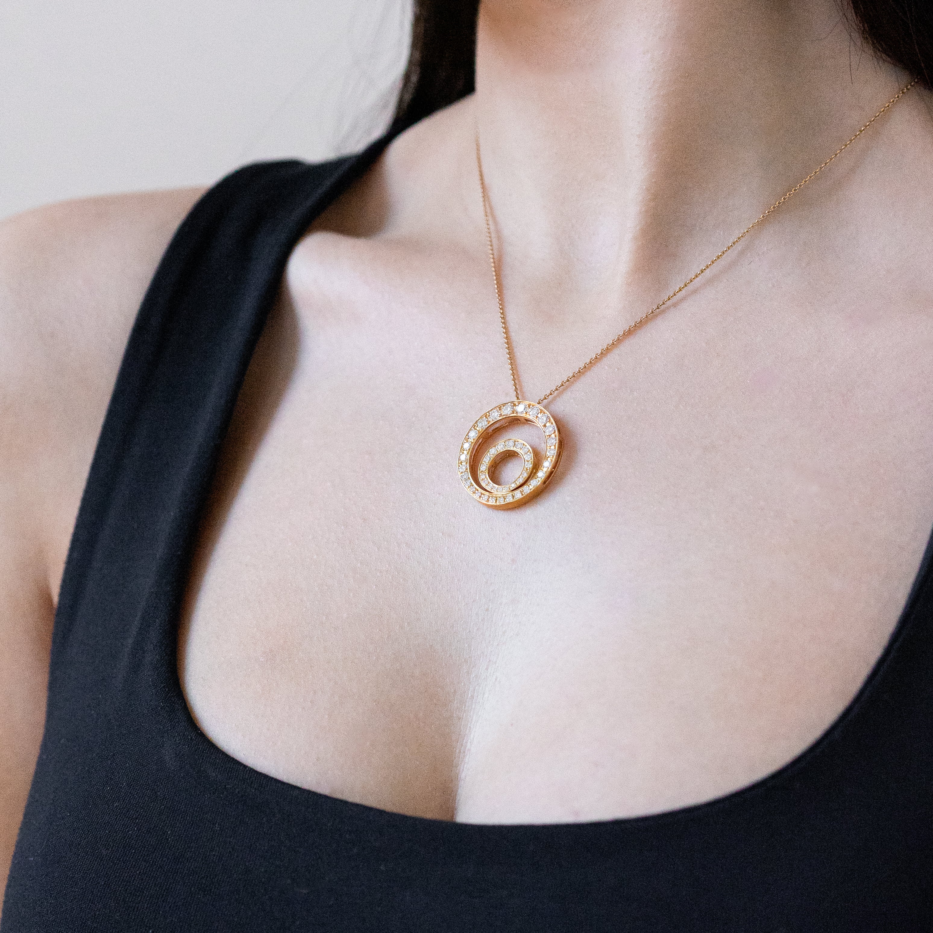 Circle Pendant with Diamonds