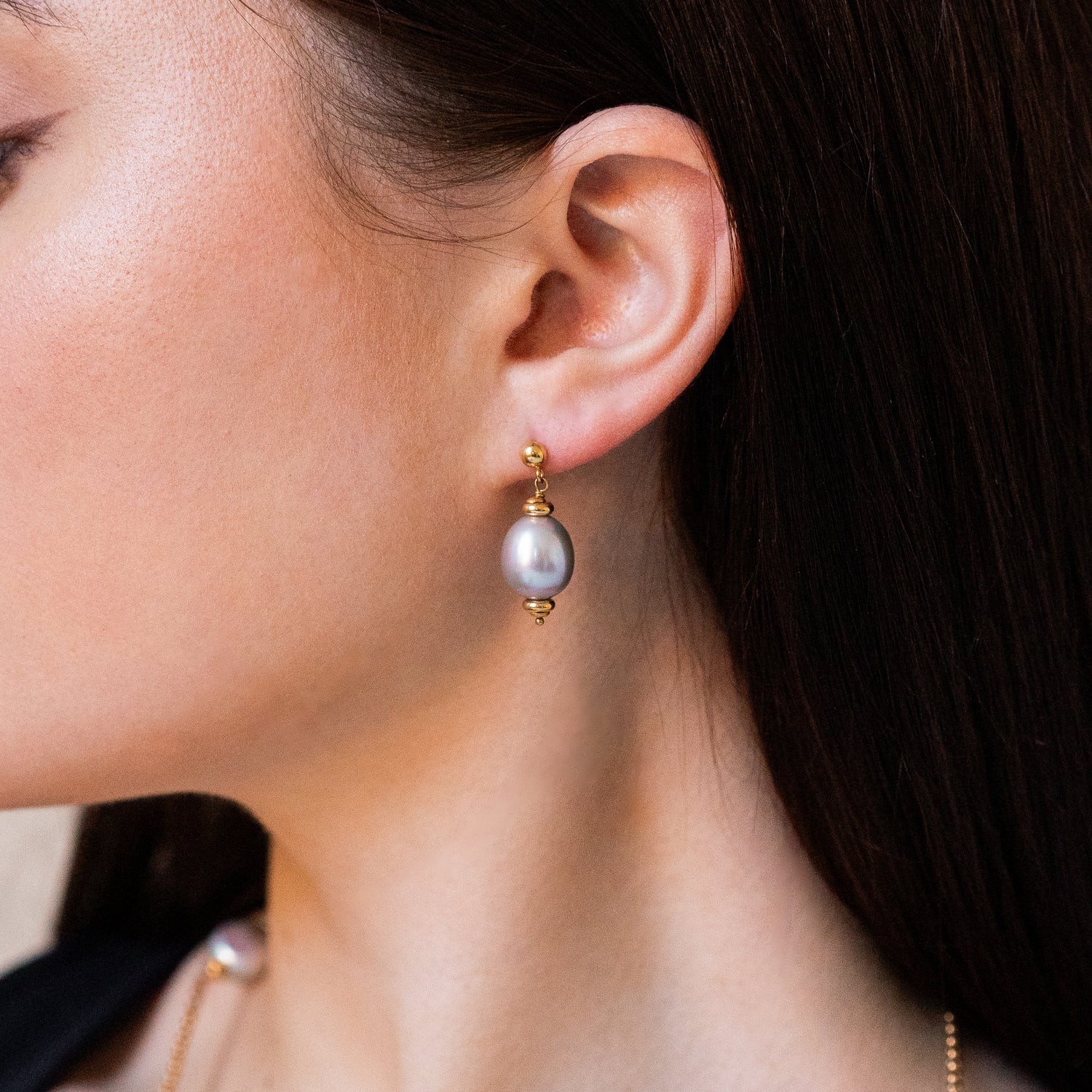 Fresh Water Grey Pearl Earrings