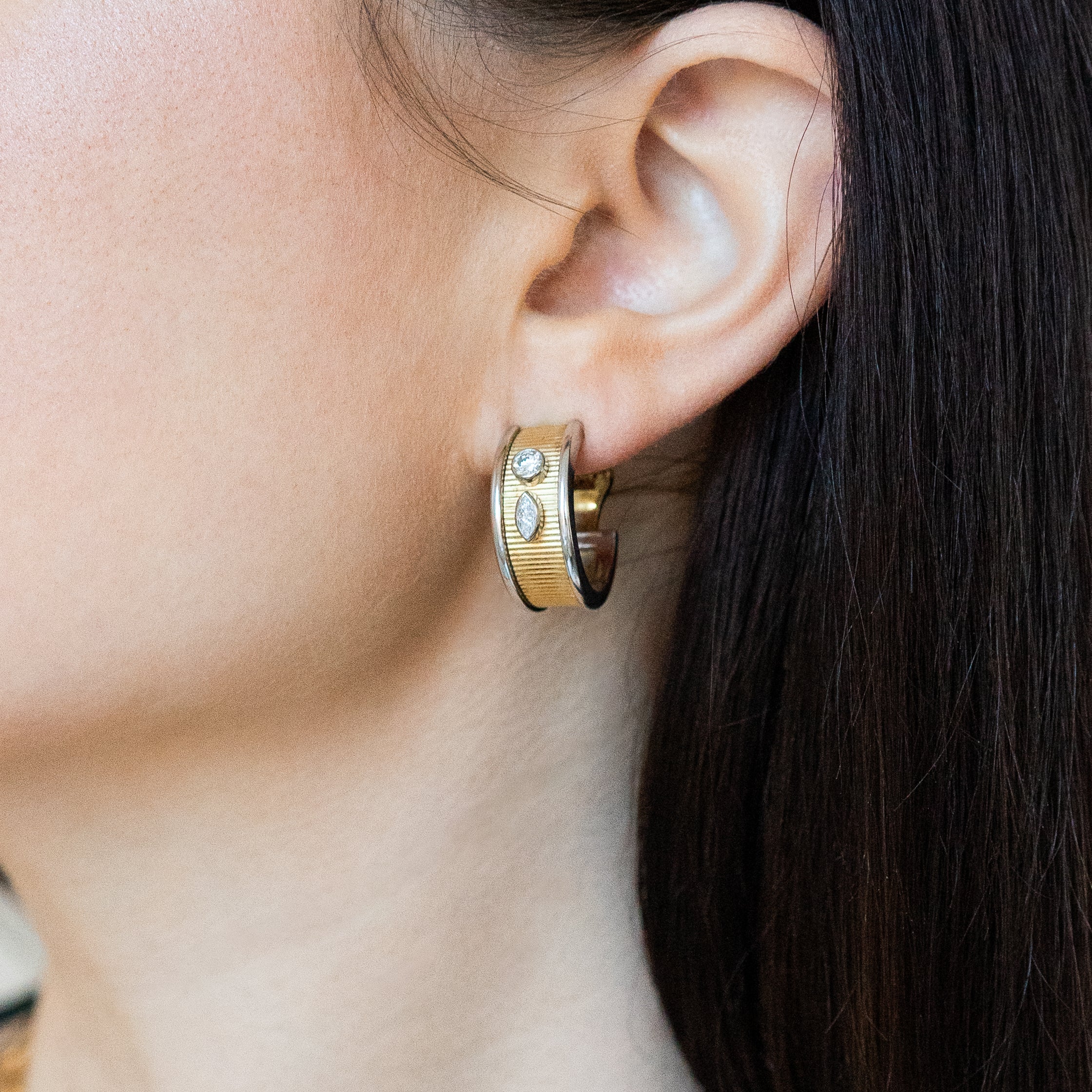 Gold Earrings with Diamonds