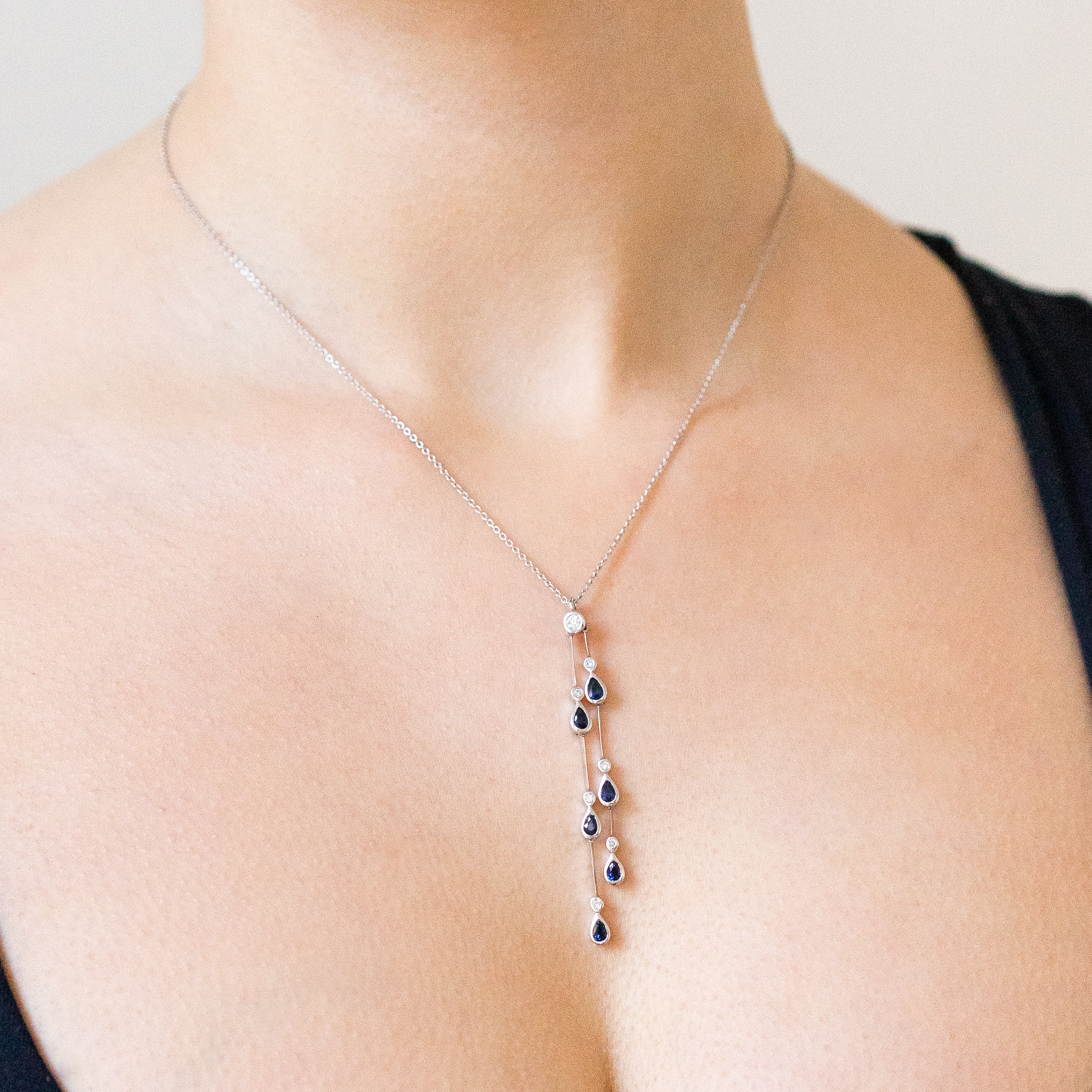 Sapphire and Diamond Drop Pendant