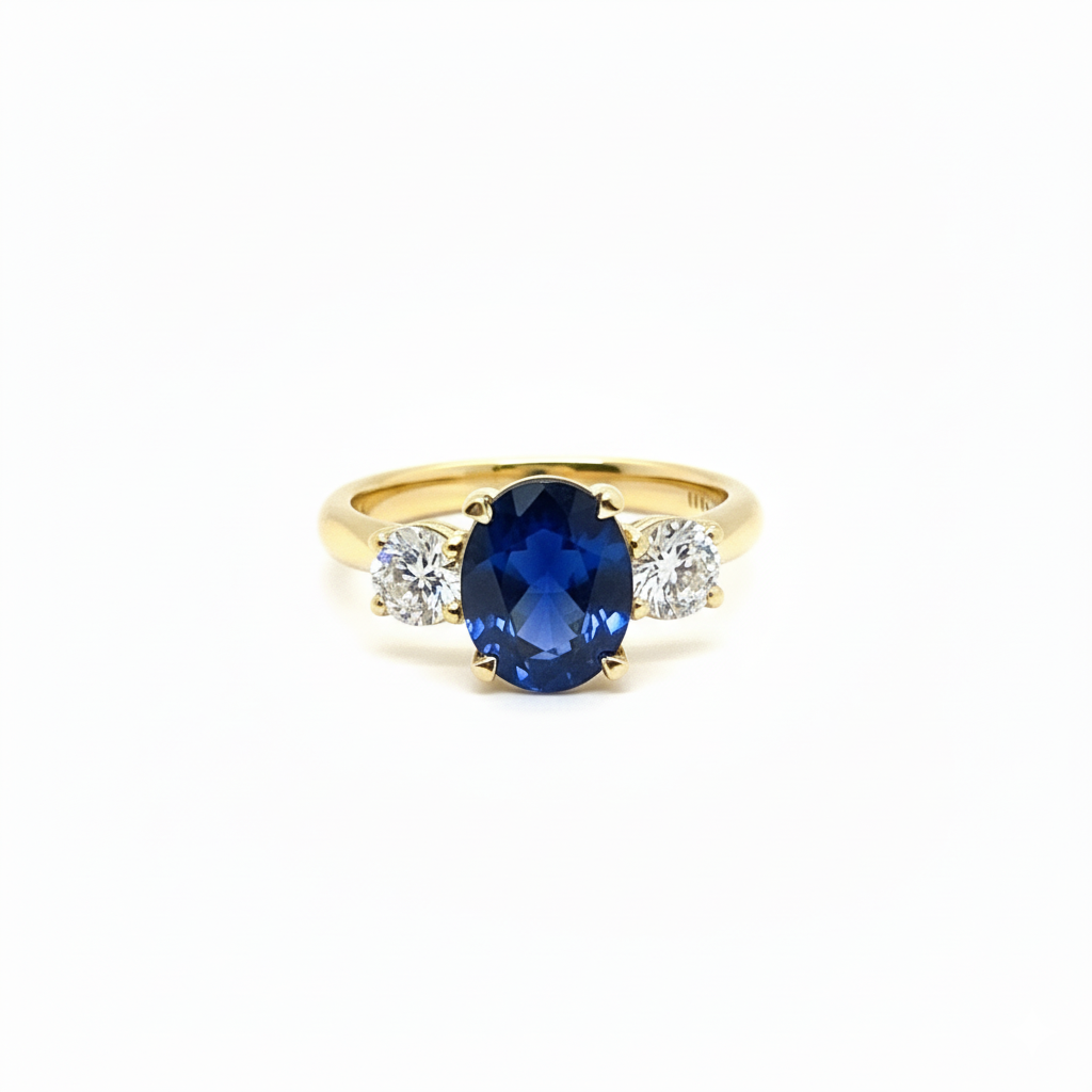 18ct Yellow Gold Sapphire & Diamond Trilogy
