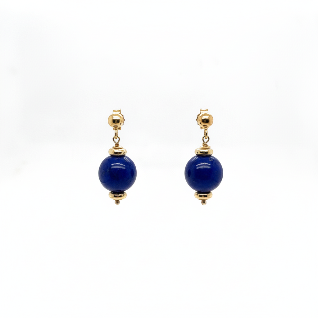 Azure-Deep Drop Lapis Lazuli 18ct Gold Earrings