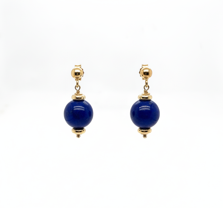 Azure-Deep Drop Lapis Lazuli 18ct Gold Earrings