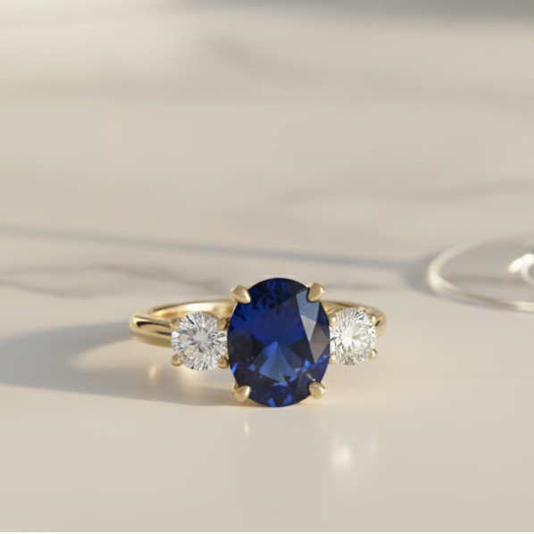 18ct Yellow Gold Sapphire & Diamond Trilogy