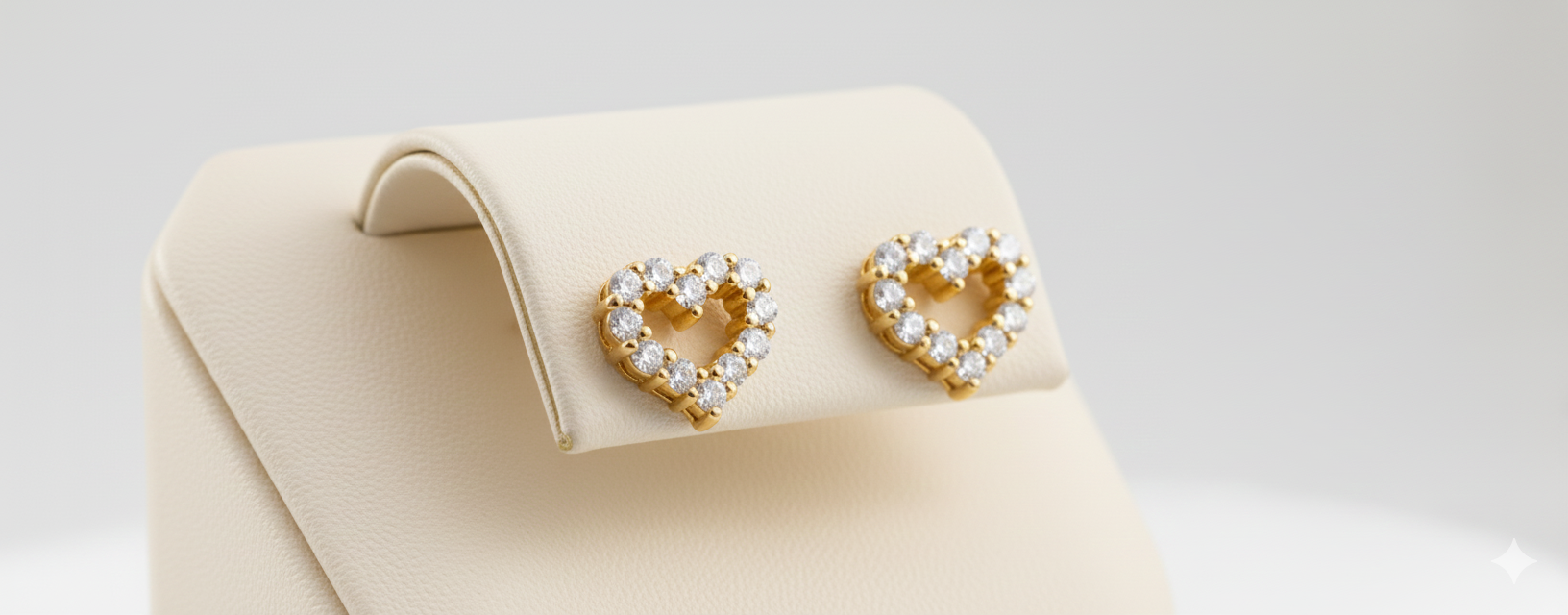 18ct Yellow Gold Diamond Heart Stud Earrings