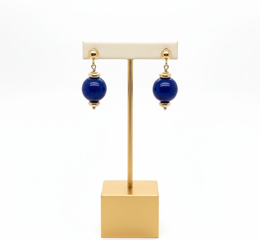Azure-Deep Drop Lapis Lazuli 18ct Gold Earrings