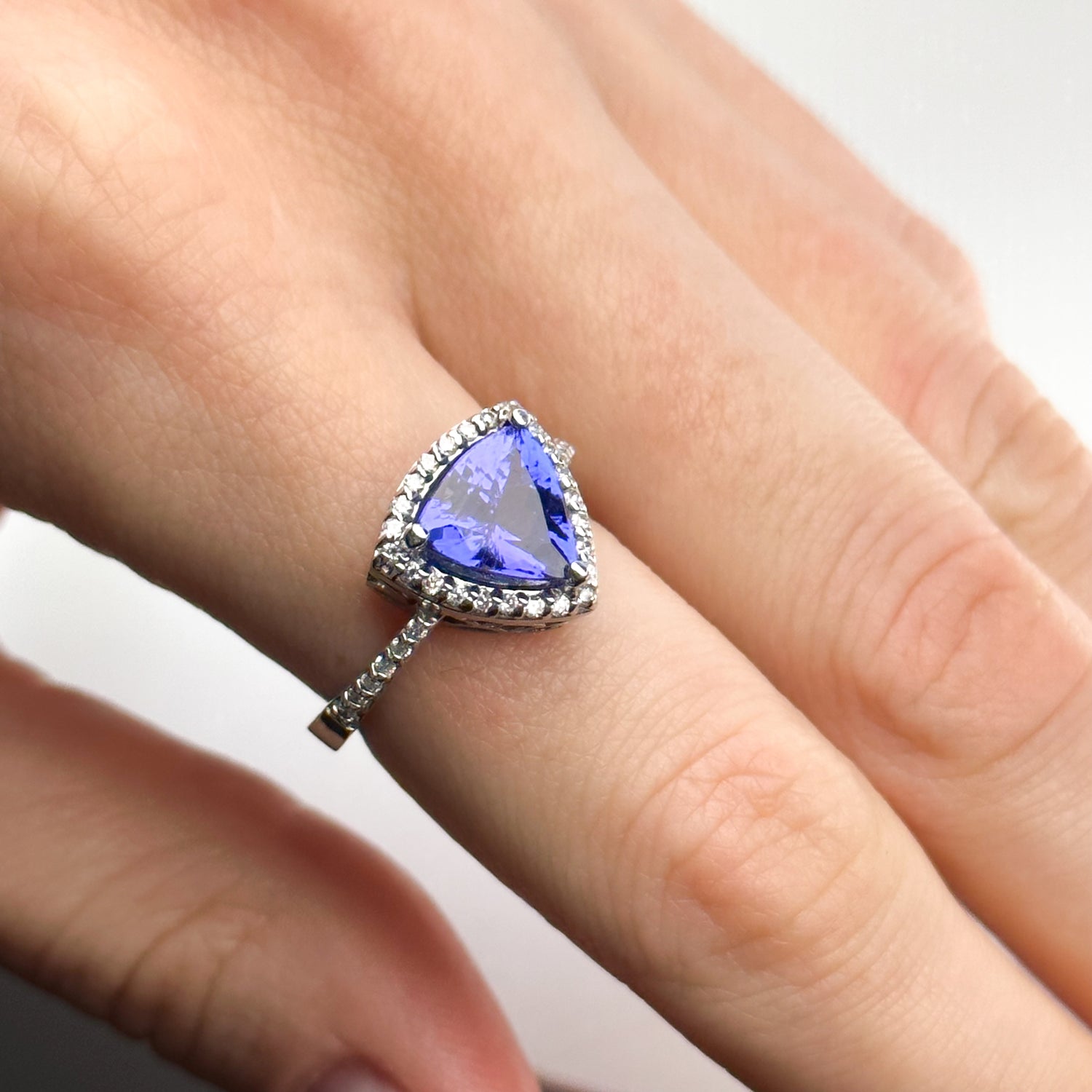 2.46ct Trillion Shape Tanzanite and Diamonds Ring