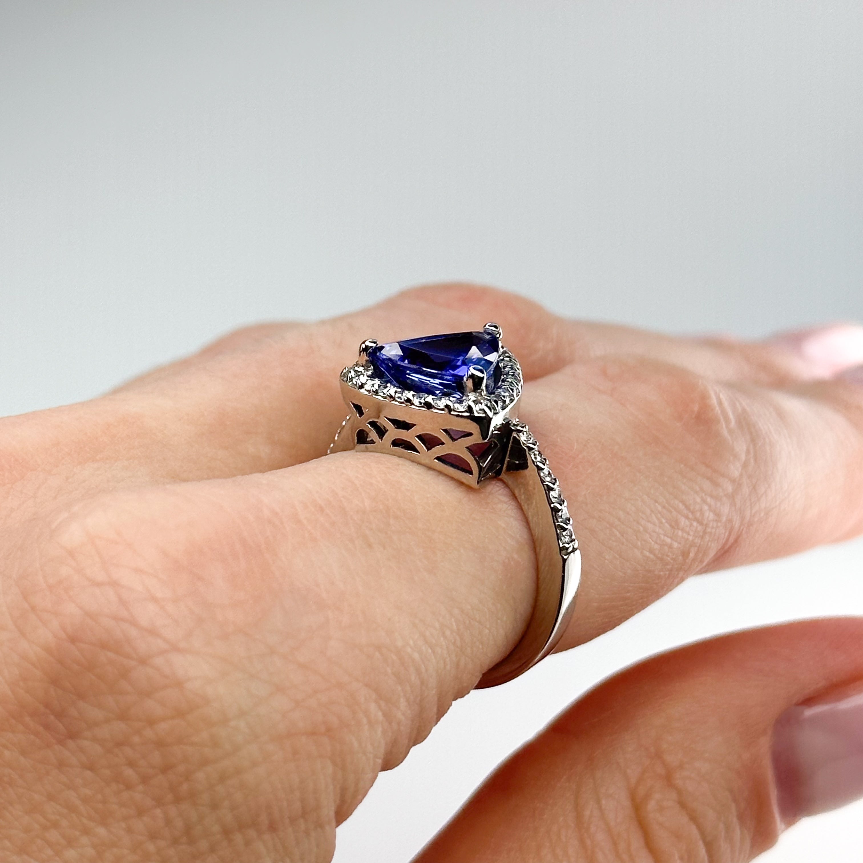 2.46ct Trillion Shape Tanzanite and Diamonds Ring